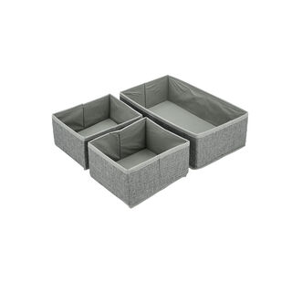 FABRIC SET OF 3 DRAWERS ORGANIZERS GREY