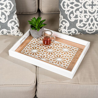 Wood Tray Pp 1Pc White Wood