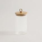 Alberto glass canister with bamboo lid 9*9*15.5cm image number 0
