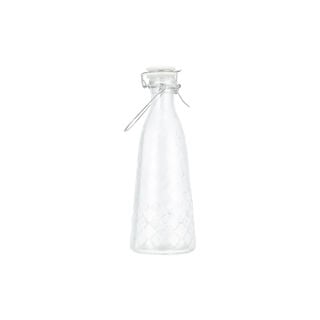 Glass Wide Bottle With Ceramic Lid Transparent Color