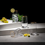 Set Of 4 Clear Ribbed Tumbler With Gold Rim image number 0