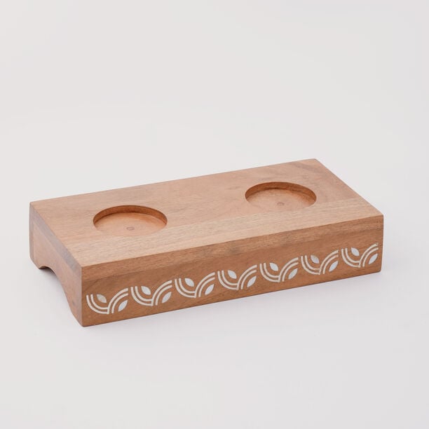 Pearl Collection La Mesa 2 Serving Bowl With Wood Base, 33*16*12 cm image number 0