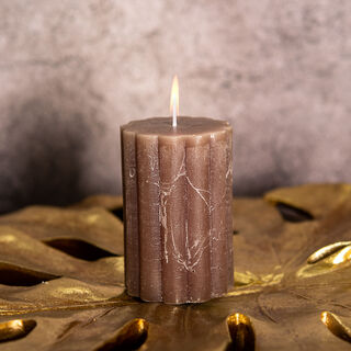 Pillar Candle Rustic, Ridge Light Brown Sandal 