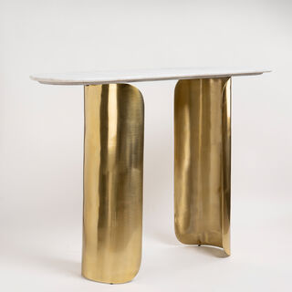 Marble Table With Gold Aluminum Base 110*31*75 cm