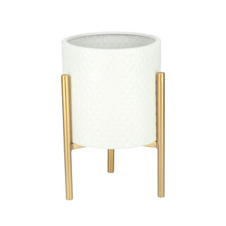 Metal Planter With Gold Legs White