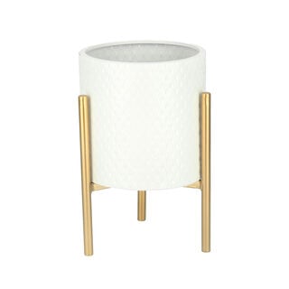 Metal Planter With Gold Legs White