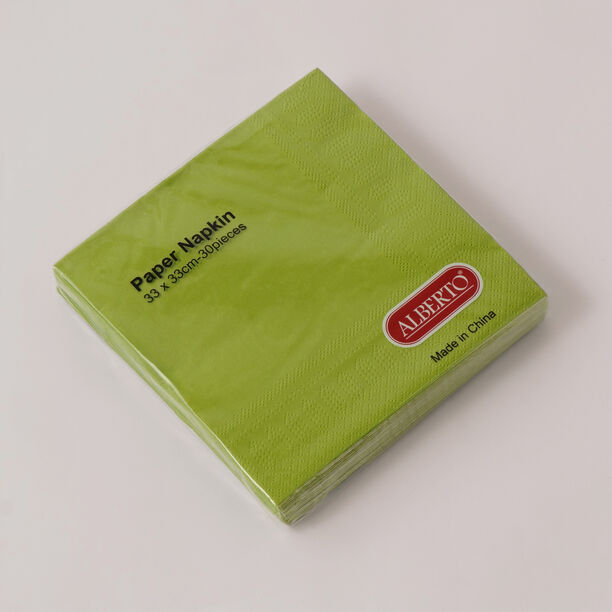 البرتو مناديل ورقية عبوة 30 قطعة، أخضر 33*33سم image number 0