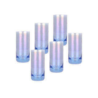 Set Of 4 Clear Tumbler With Blue