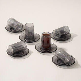 Dallaty glass 12pcs tea cup set, grey