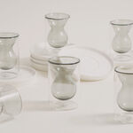 Dallaty 12 pcs double wall glass tea set with porcelain saucers, grey image number 5