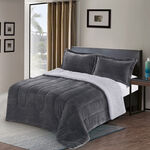 Cottage 3 Pcs Flannel Comforter King Size Dark Gray image number 1