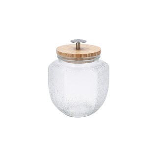 GLASS STORAGE JAR with wooden