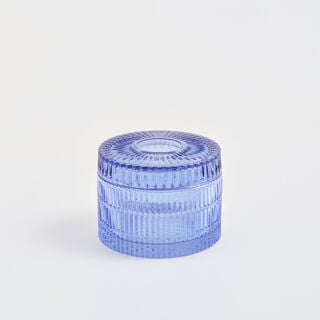 Homez Glass Ribbed Tissue Box 16*16*11Cm, Blue