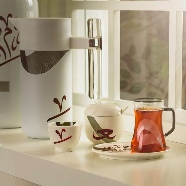 18 Pcs Arabic Tea And Coffee Set Porcelain Arabgraph image number 0