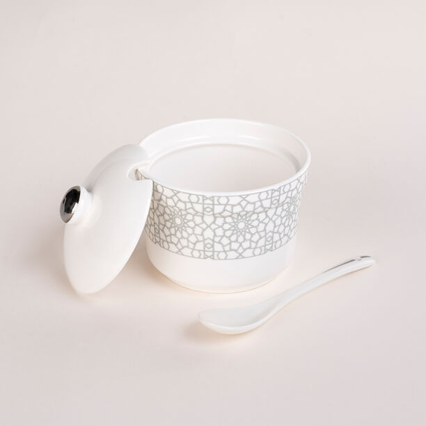 Zukhroof 28 Pieces Porcelain Tea And Coffee Set Othmani Gray Serve 6 image number 4