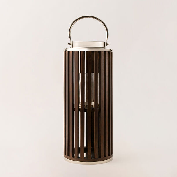 Homez stainless steel silver lantern 23*23*58 cm image number 1