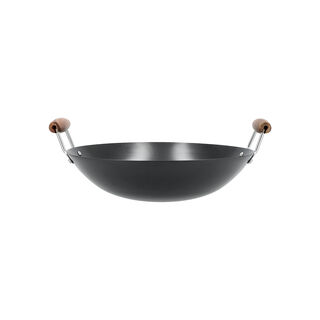 Wok Pan with Wood Handle NonStick Round 38Cm* 2.0Mm Black Finladia