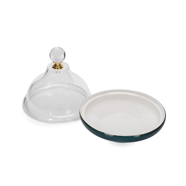 Dallaty dark green porcelain date bowl with lid 13*13*12 cm image number 1
