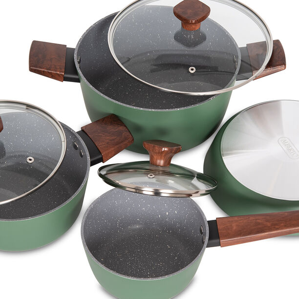 Alberto 7Pieces Non Stick Matt Green Cookware Set image number 3