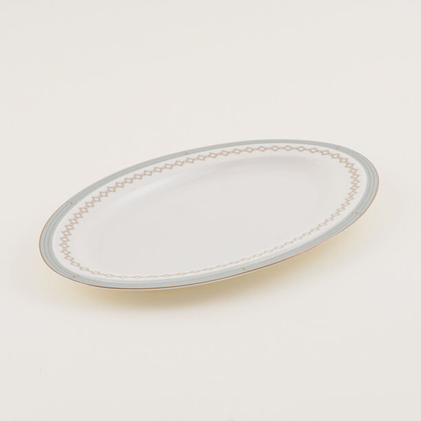 La Mesa 47 Pcs Porcelain Formal Dining Set, White And Blue image number 7