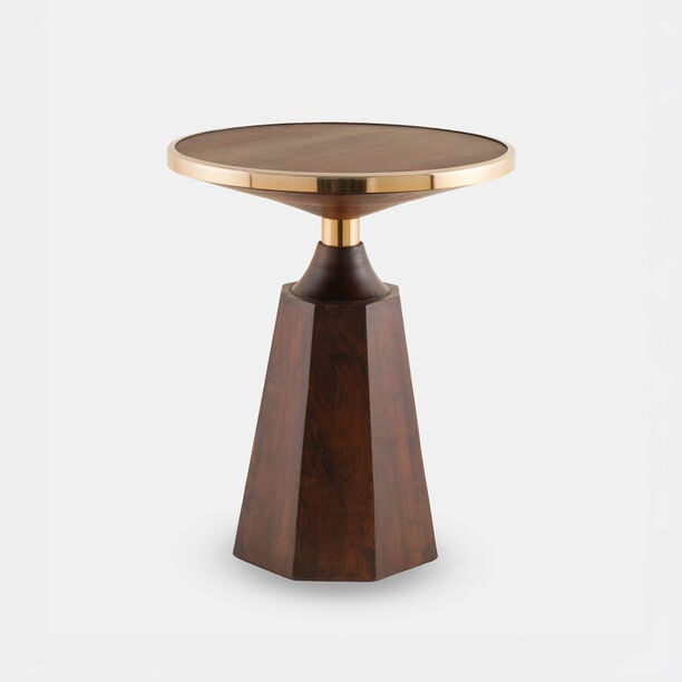 "هومز طاولة جانبية مجموعة سولارا بمرآة لون جوزي 54*45*45سم image number 0