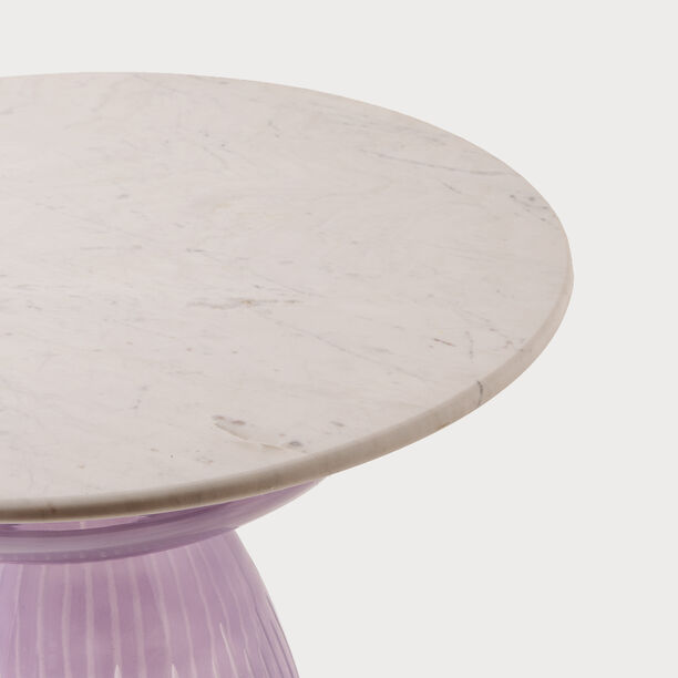 Homez glass coffee table with marble top 61*51cm, lilac image number 2