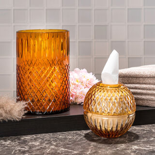 AMBER COLORED CRYSTAL TRASH BIN