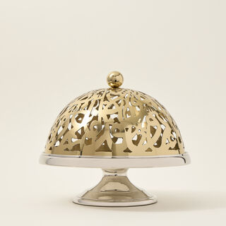Caligraphy Dome Cake Stand With Base nickel Plated