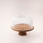 La Mesa cake stand dia 30cm with acacia wood stand and glass lid image number 0