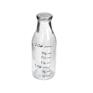 Glass Wide Bottle With Metal Lid Transparent Color