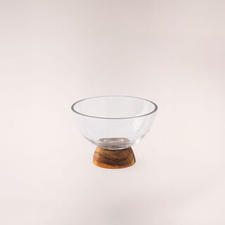 لاميسا زبدية زجاجية مع حامل خشبي 15 سم