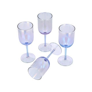 Set Of 4 Clear Juice Glass With Blue
