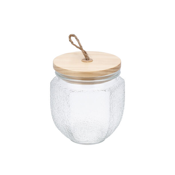 GLASS STORAGE JAR with wooden image number 1