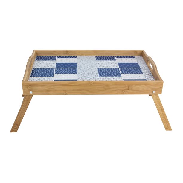Alberto Bamboo Bed Tray With Blue Printed Pattren image number 2