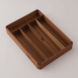 Alberto Acacia Wood Cutlery Box 35.5*25.5*5Cm, Brown