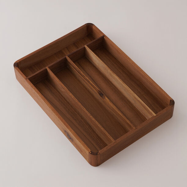 Alberto Acacia Wood Cutlery Box 35.5*25.5*5Cm, Brown image number 0