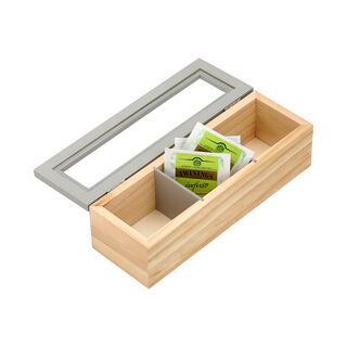 Tea Box 3 Sections Beige and Gray