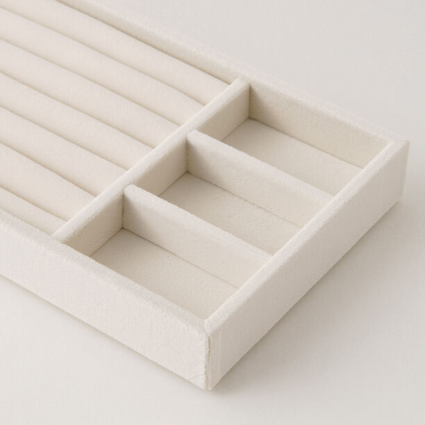 Homez beige velvet jewelry organizer 4 divisions 21*12.5*2.6cm image number 1