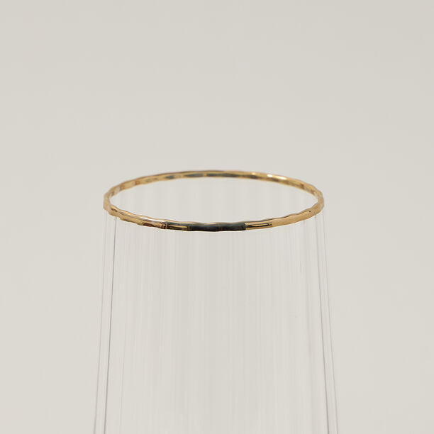 Set Of 4 Clear Ribbed Tumbler With Gold Rim image number 2