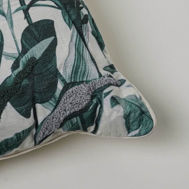 Boutique Blanche banana leaf embroidered cushion 50*50cm, green image number 1