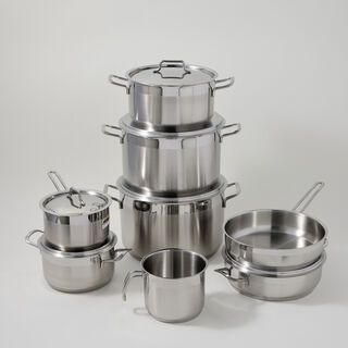 Alberto 14pcs stainless steel anett cookware set with glass lids