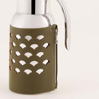 دلتي دلة ستانلس ستيل بلمسة جلد بنقوش، أخضر 1.3 لتر