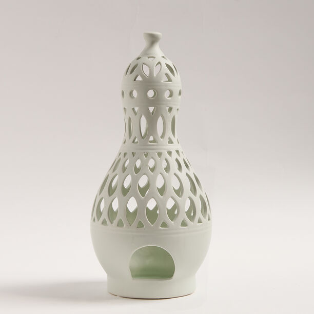 Homez gray ceramic candle holder 15.4*15.4*33 cm image number 0