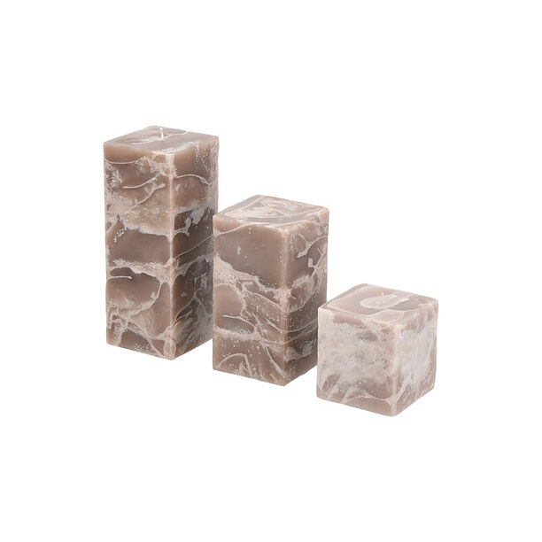 Marble Square Candle 8*8*15 cm Milky Brown image number 2