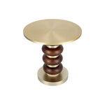 Side Table Wood Base Brass Gold Top 46 *41 cm image number 3