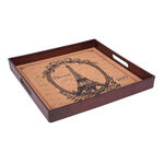 Square Serving Tray With Cork Printing 35X35Cm Paris image number 0