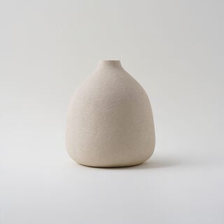 Homez Clay Stone Vase 18*18*20Cm, Offwhite