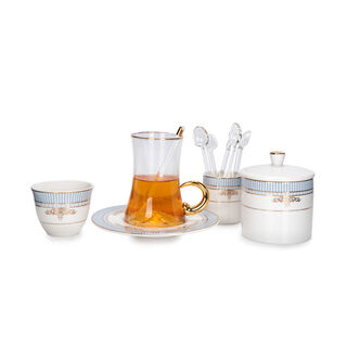 28Pc Arabic Tea And Coffee set Porcelain Royal Blue