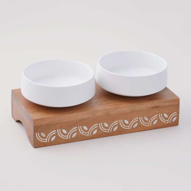 Pearl Collection La Mesa 2 Serving Bowl With Wood Base, 33*16*12 cm image number 1