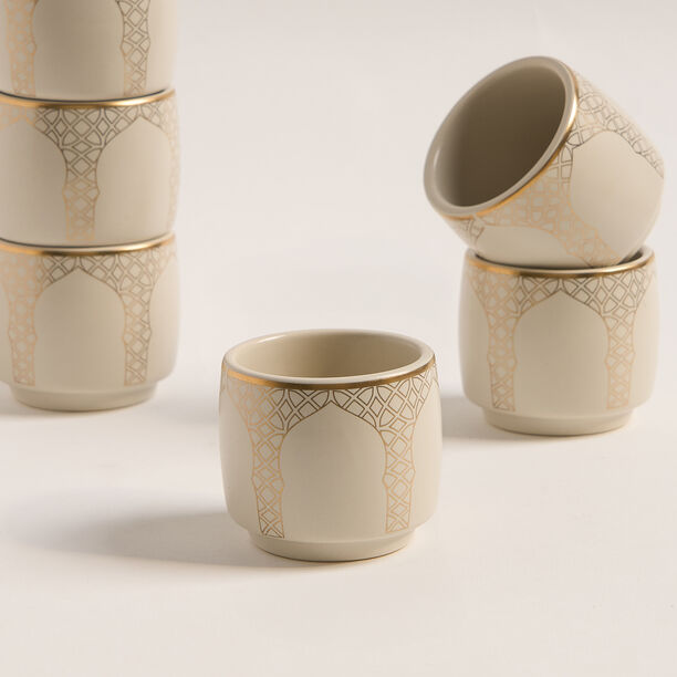 Qourb beige porcelain 18 pieces tea and coffee set image number 4